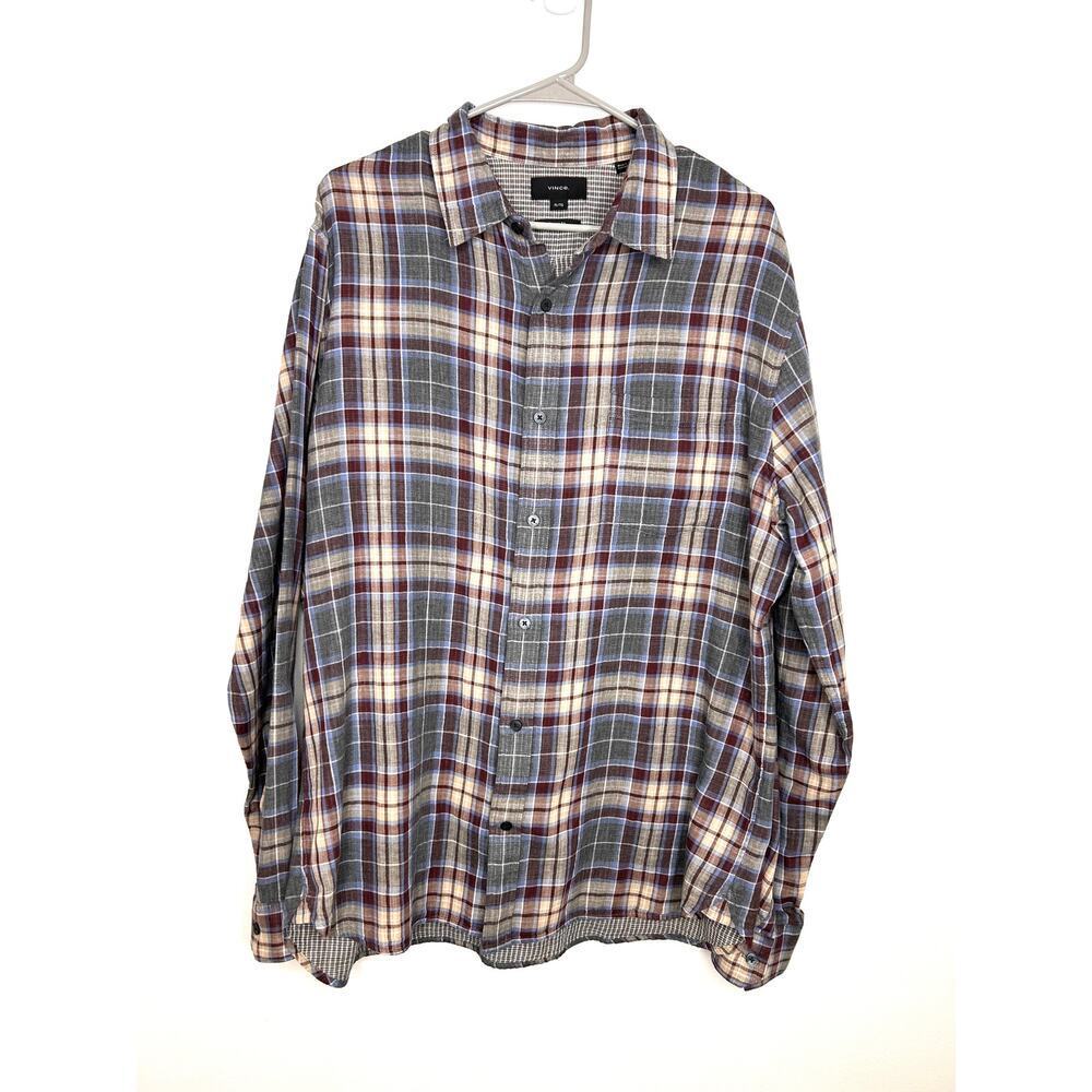 Vince Men's Double-Face Cambria Plaid Button Down Shirt XL Preppy Office Casual